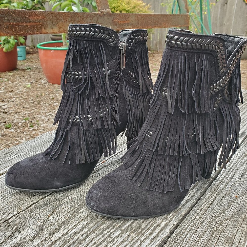 Sam Edelman Kaleb Fringe Suede Ankle Boots 6.5